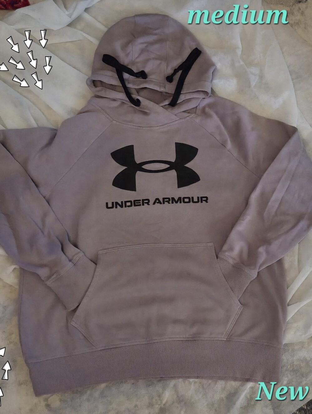 Under Armour Men's Crewneck Hoodie in Light Lavender with Black Logo MEDIUM